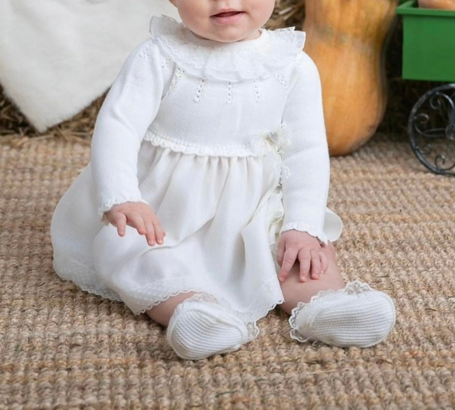 FlOWER LACE IVORY DRESS